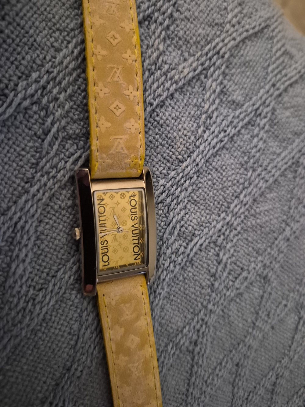 Louis Vuitton Yellow Monogram Dial and Strap Rectangular Watch